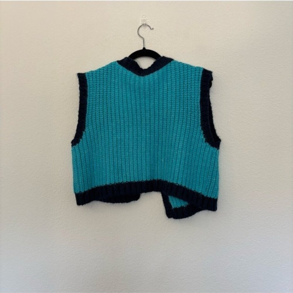 Zara Open Knit Vest Top Blue EUC - Picture 5 of 6